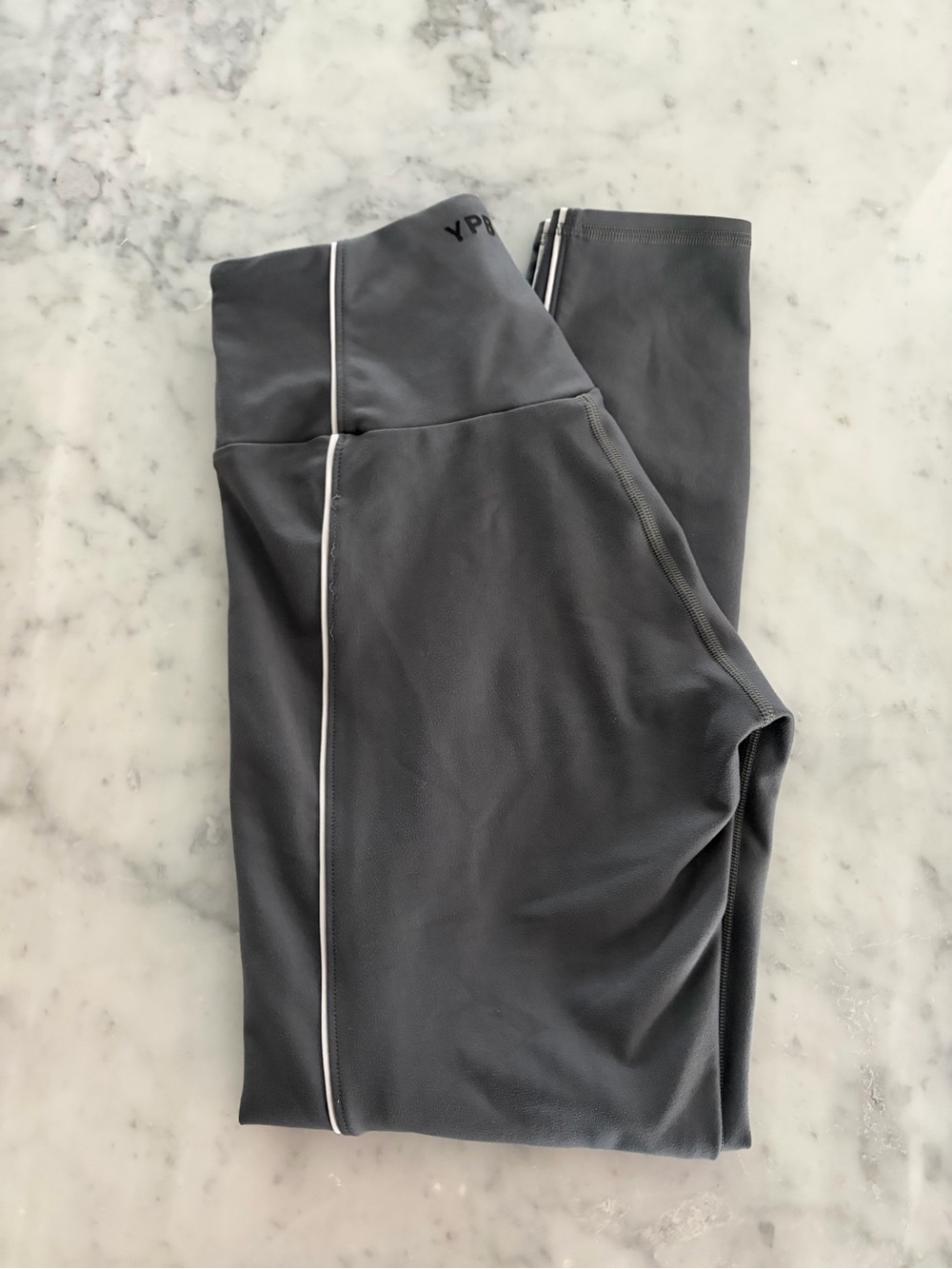 YPB Gray Leggings with White Piping